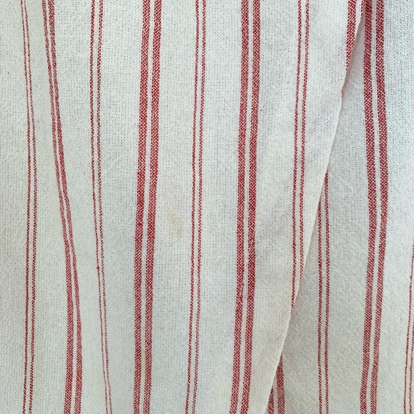 Zara White Red Striped Linen High Waisted Midi Bow Tie Paper Bag Wrap Skirt - Picture 8 of 9